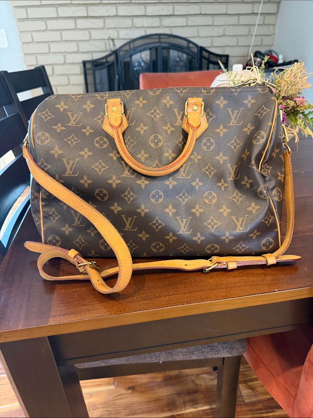 Louis Vuitton Monogram Canvas Travel Duffel in Brown and Tan Leather